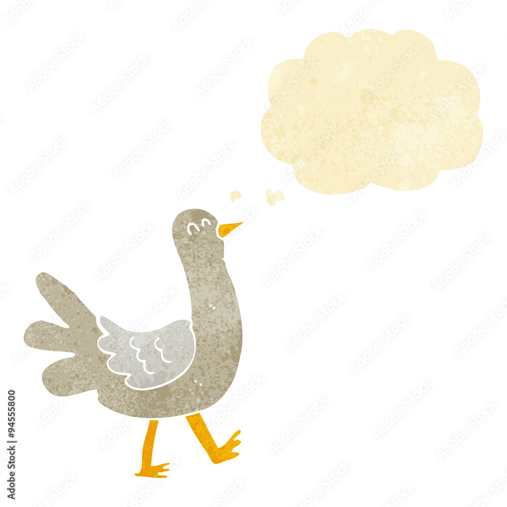 cartoon walking bird with thought bubble cartoon walking bird with thought bubble