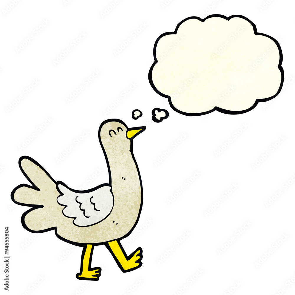 cartoon walking bird with thought bubble cartoon walking bird with thought bubble