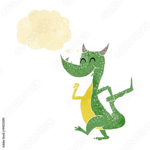 cartoon happy dragon with thought bubble © lineartestpilot