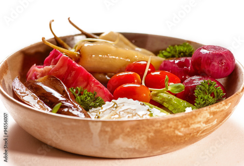 A bowl of salted vegetables.