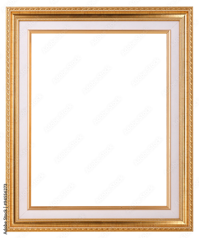 Gold photo frame isolated on white background with clipping path Gold photo frame isolated on white background with clipping path