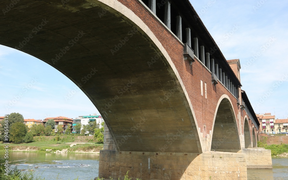 Historical covered bridge over the TICINO River in Pavia City Stock Photo |  Adobe Stock