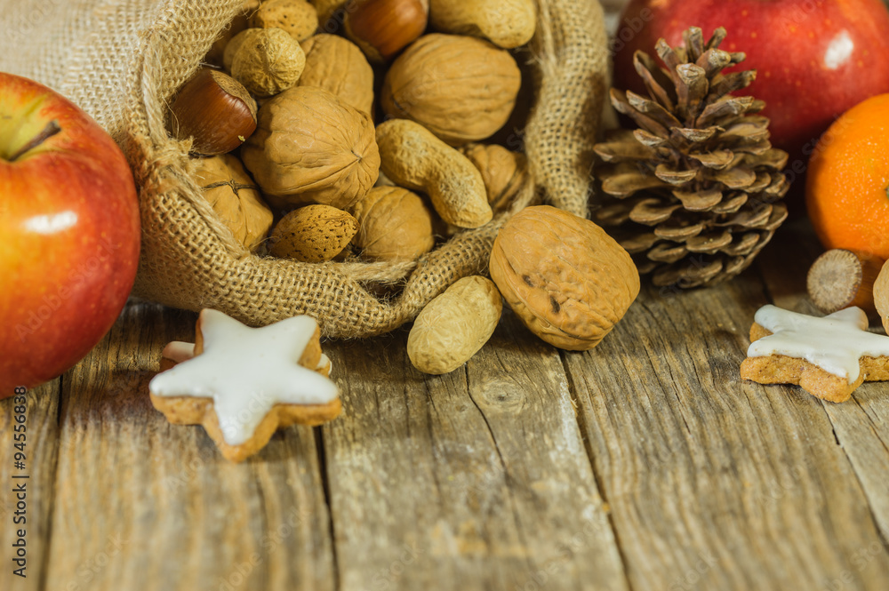 Weihnachten Nüsse Grußkarte Weihnachtskarte StockFoto Adobe Stock