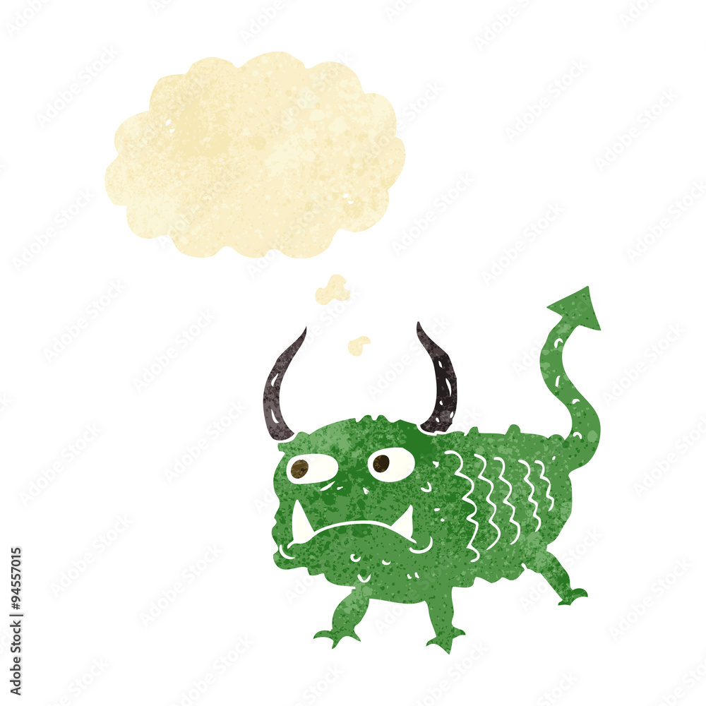 cartoon little demon with thought bubble cartoon little demon with thought bubble