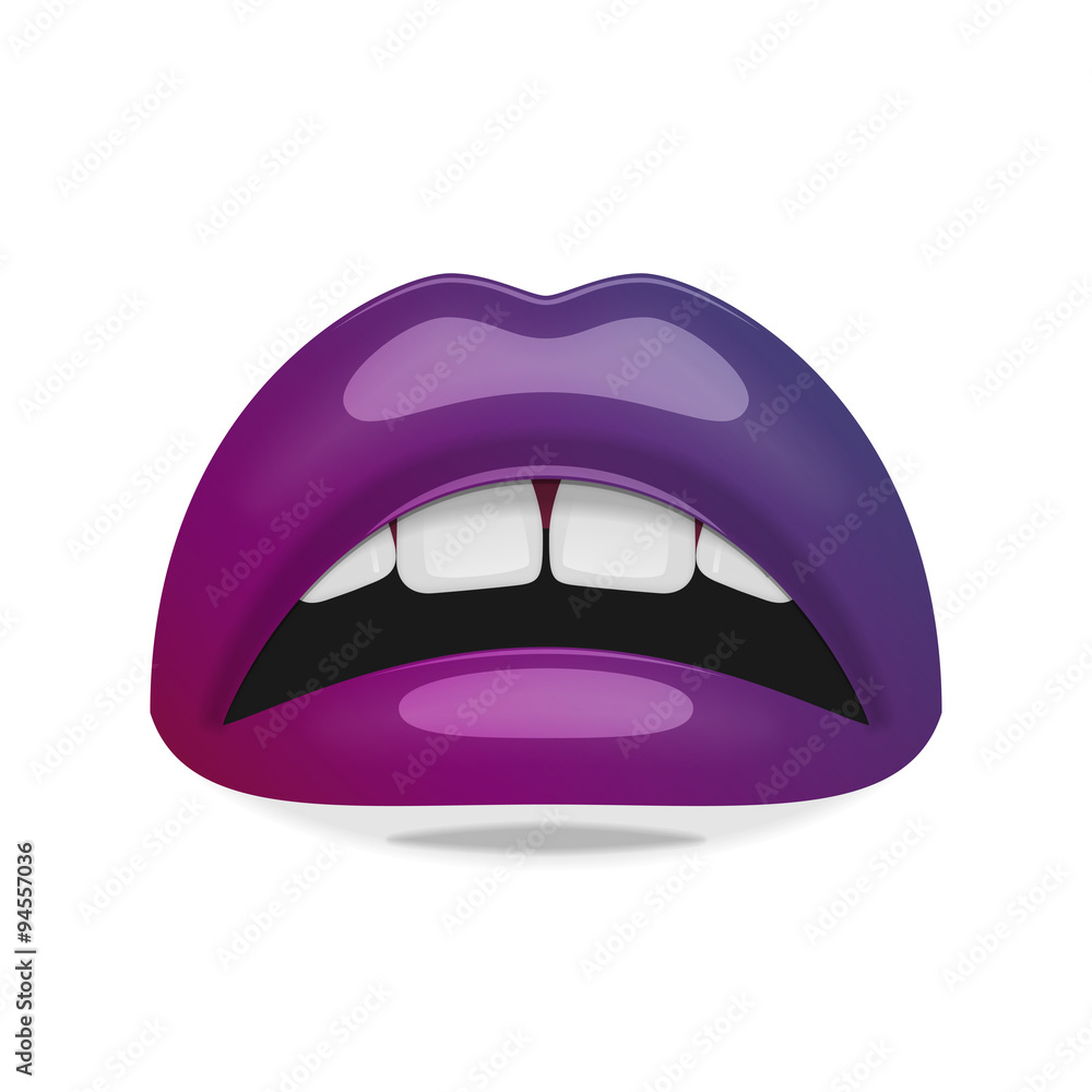 Realistic female Mouth with glossy Lips
