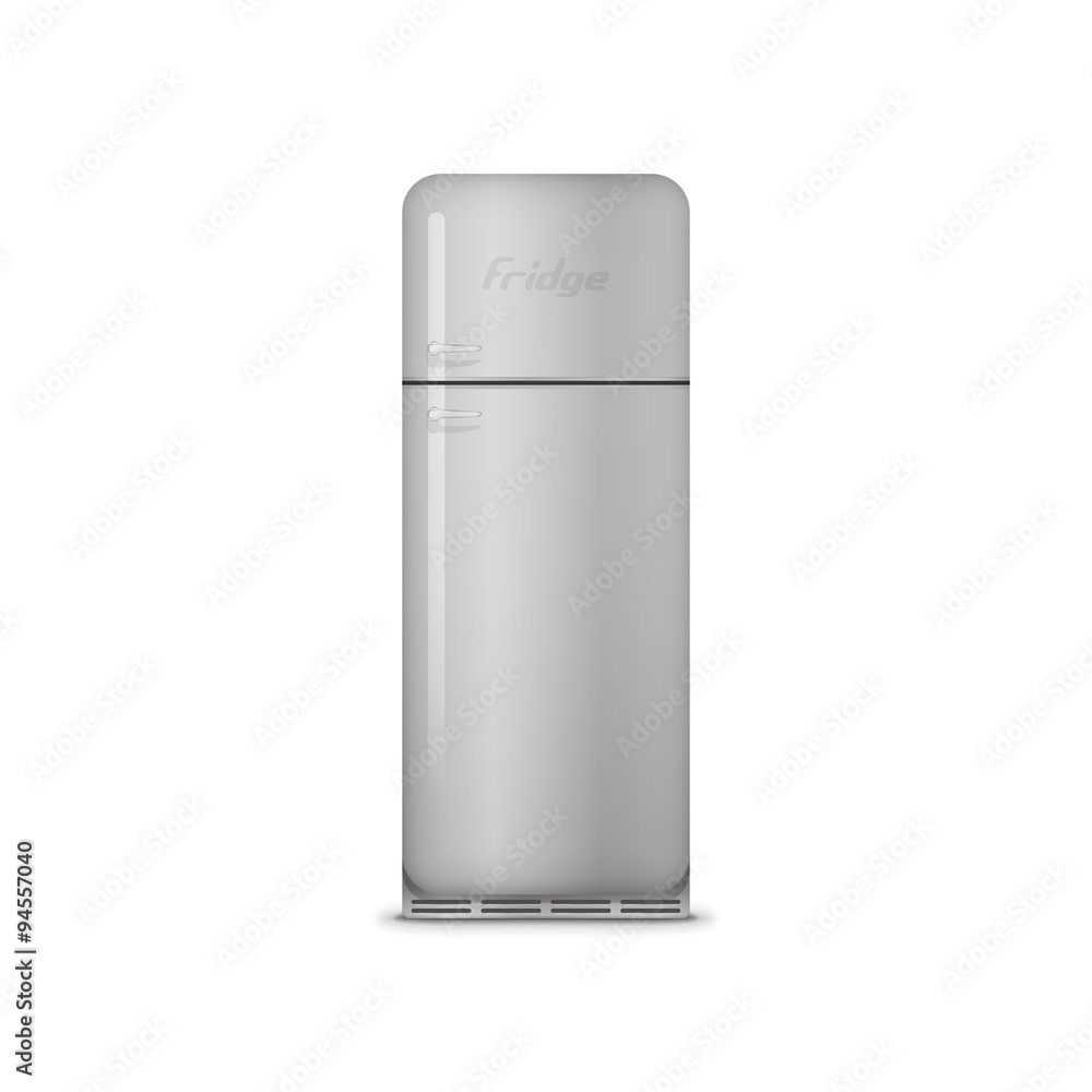 Realistic retro vector metal Fridge with Handles Realistic retro vector metal Fridge with Handles