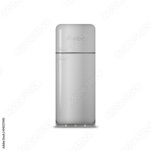 Realistic retro vector metal Fridge with Handles
