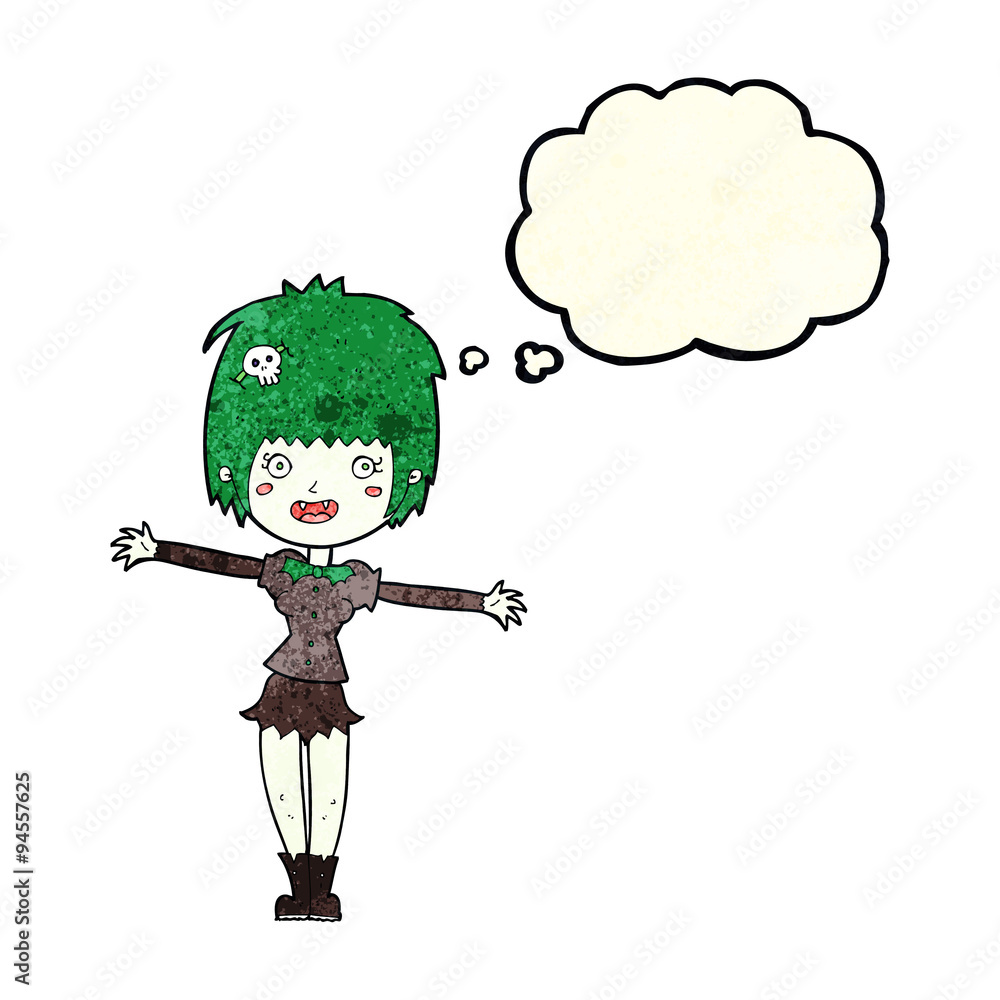 cartoon happy vampire girl with thought bubble cartoon happy vampire girl with thought bubble