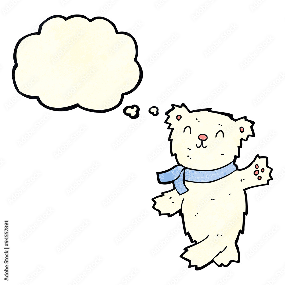 cartoon waving teddy polar bear with thought bubble cartoon waving teddy polar bear with thought bubble