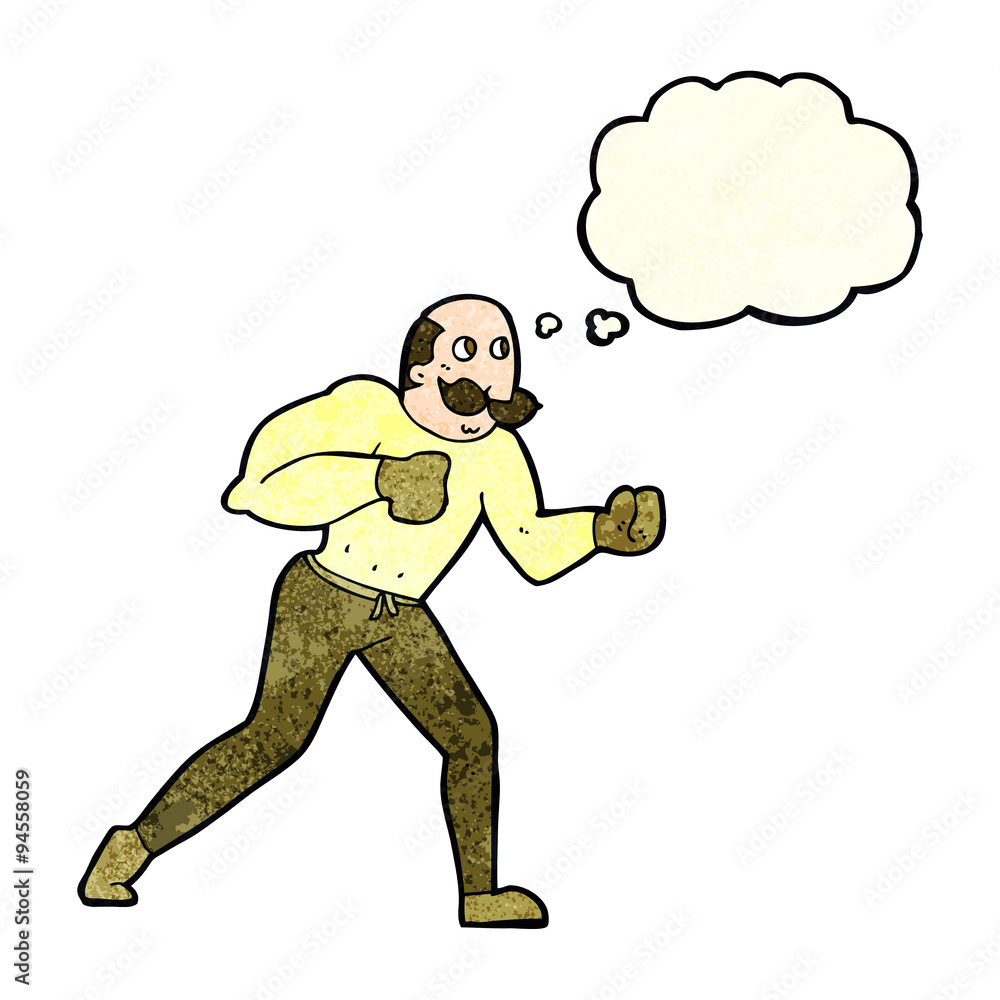 cartoon retro boxer man with thought bubble cartoon retro boxer man with thought bubble