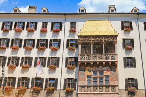 The iconic Golden Roof (Goldenes Dachl) on Maria Theresien street in Innsbruck, Austria