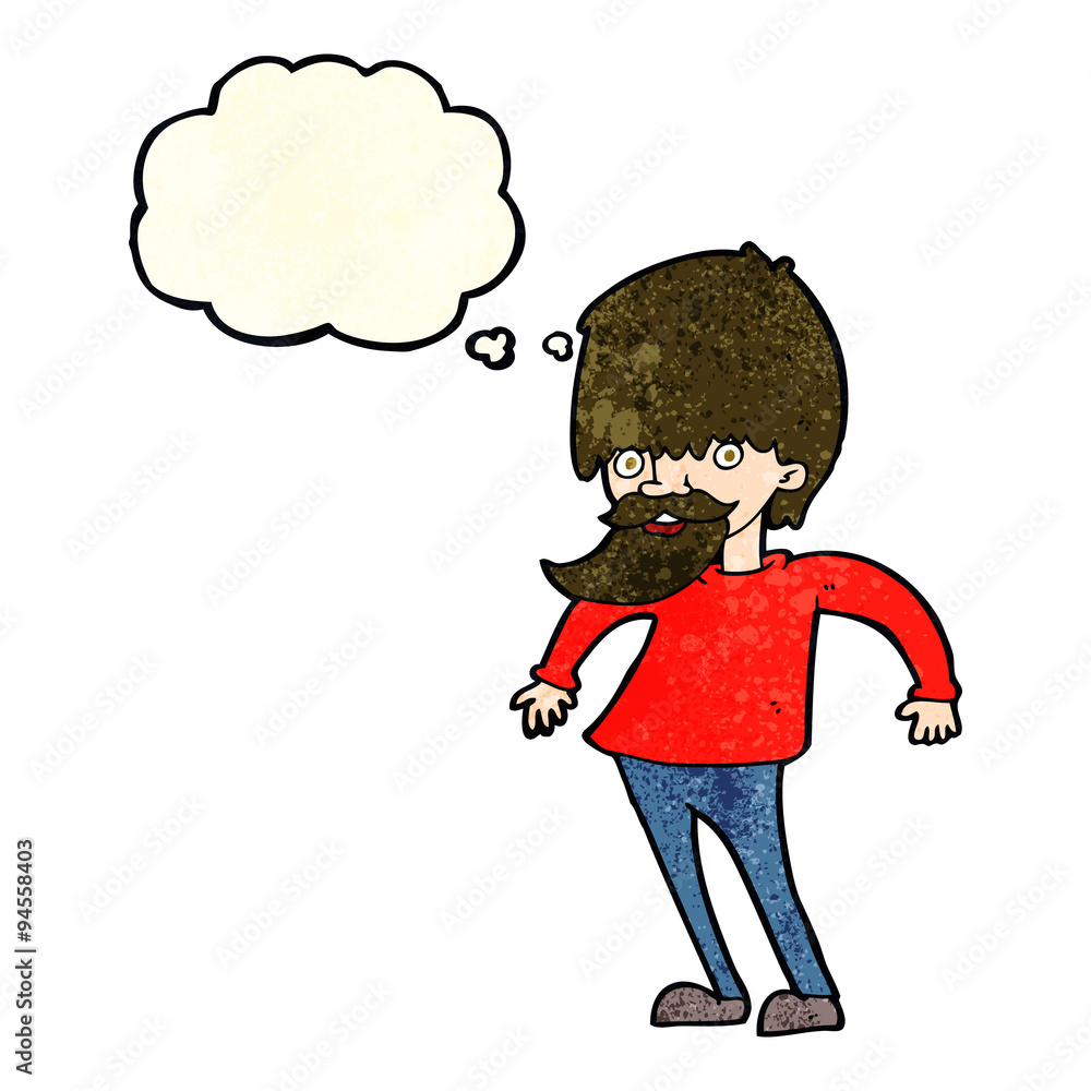 cartoon bearded man shrugging shoulders with thought bubble cartoon bearded man shrugging shoulders with thought bubble