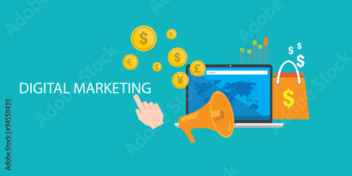 Flat design concept icons internet digital marketing