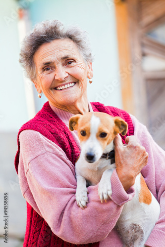 Elderly Lady with Pet photo