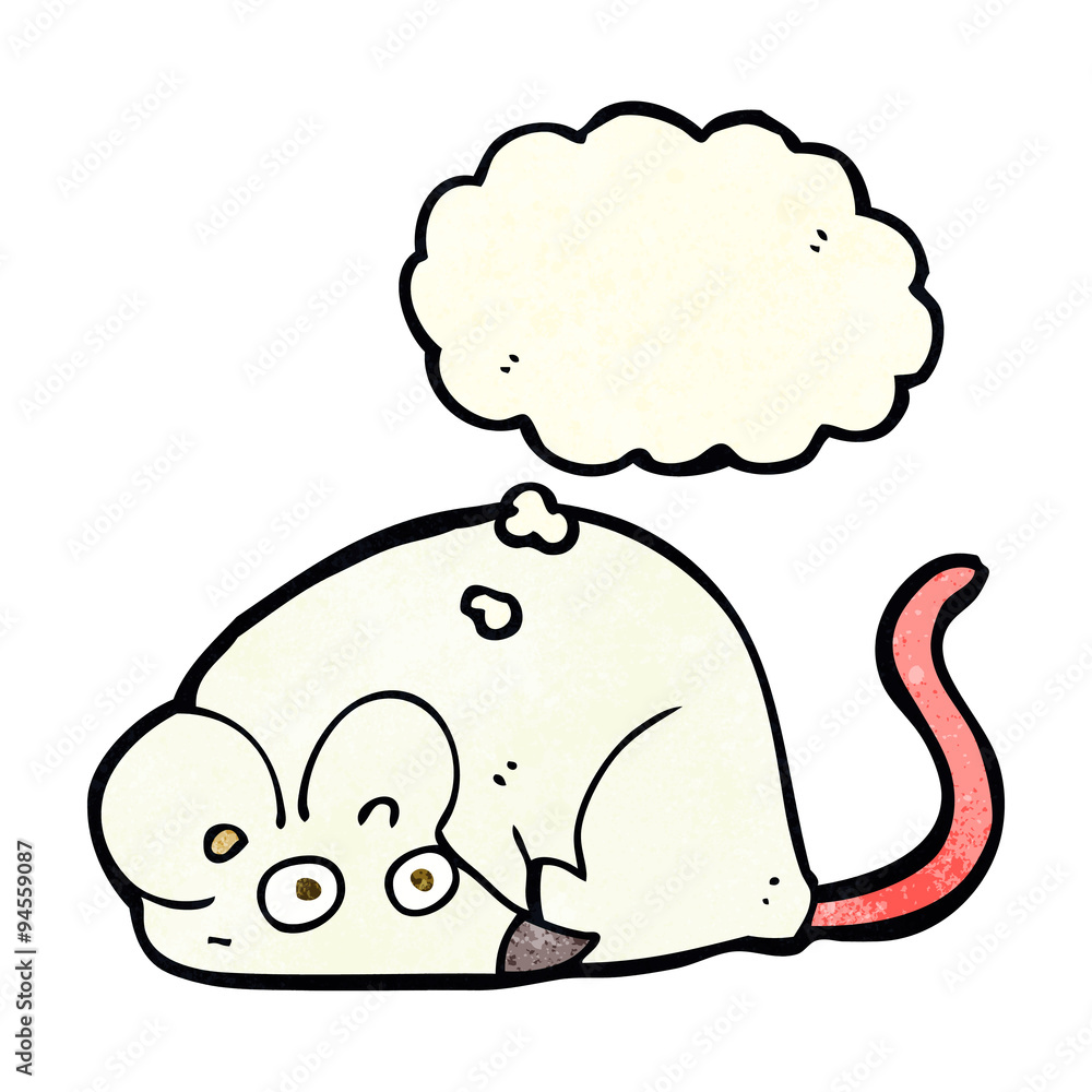 cartoon white mouse with thought bubble cartoon white mouse with thought bubble