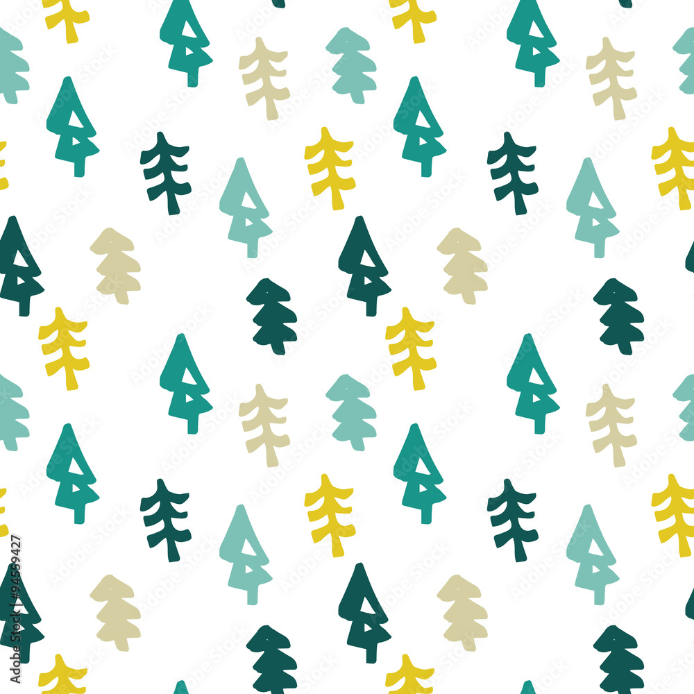 Obraz premium Seamless christmas tree pattern in flat style