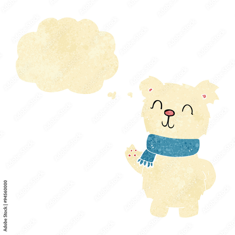 cartoon waving polar bear with thought bubble cartoon waving polar bear with thought bubble