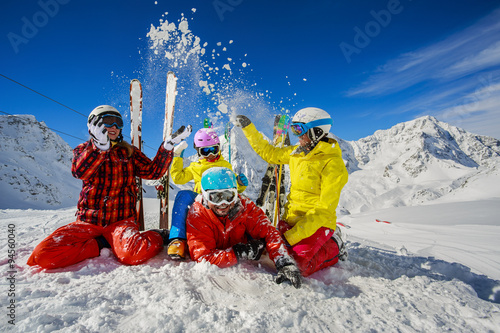 Ski, winter, snow - family enjoying winter vacation