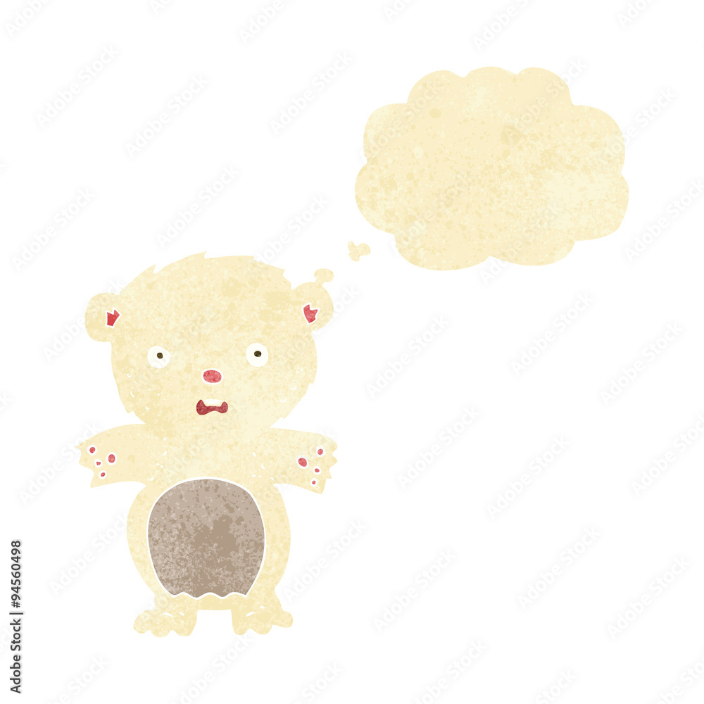 frightened polar bear cartoon with thought bubble frightened polar bear cartoon with thought bubble