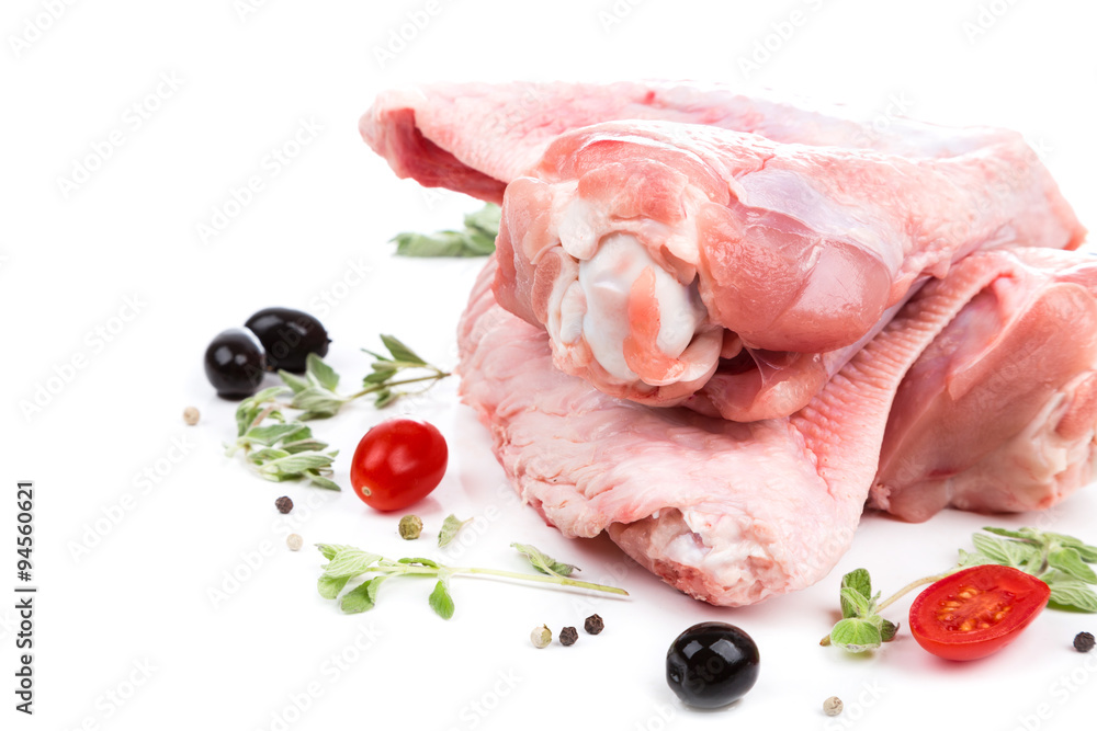 raw wings with bone of turkey from on side raw wings with bone of turkey from on side