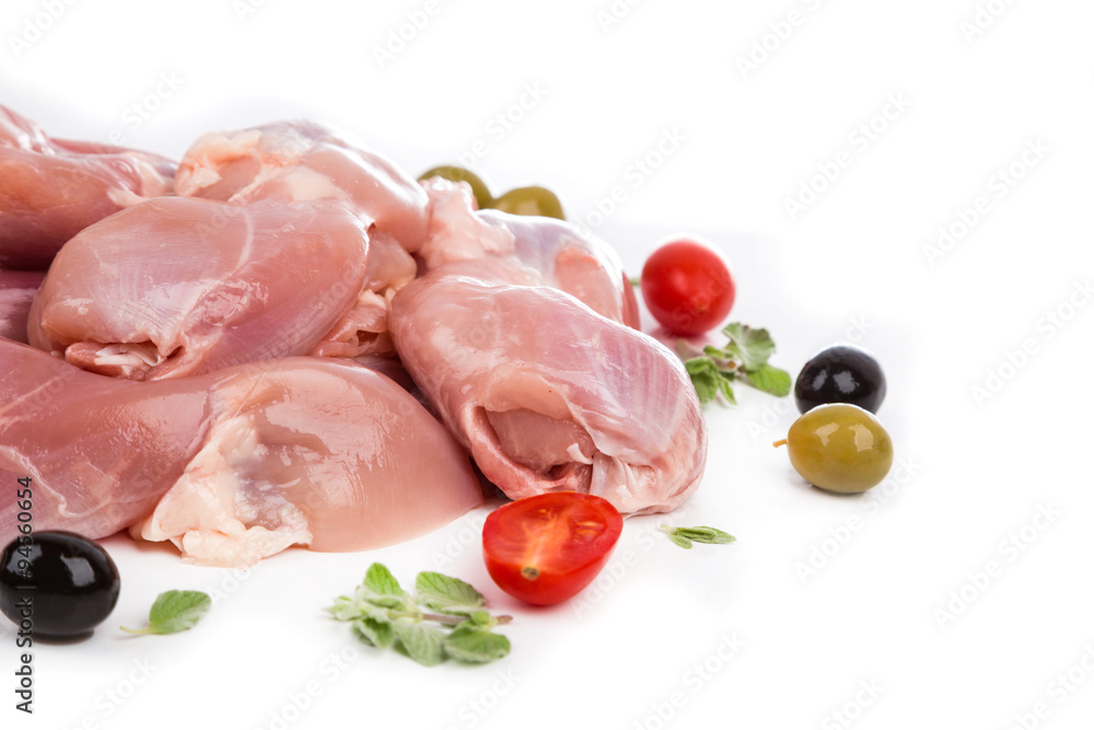 raw fillet carcasses of chickens from on side raw fillet carcasses of chickens from on side