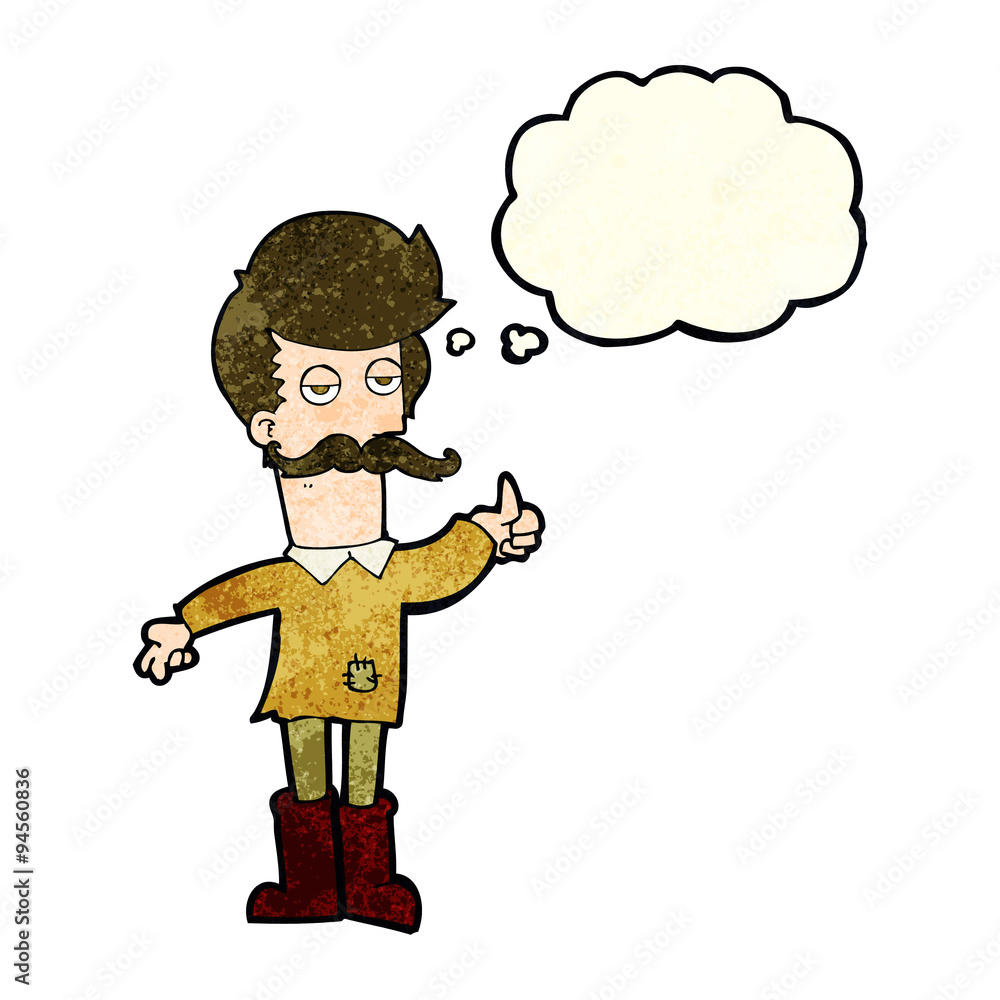 cartoon old man in poor clothes with thought bubble cartoon old man in poor clothes with thought bubble