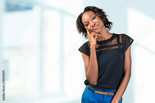 Pretty black african woman standing