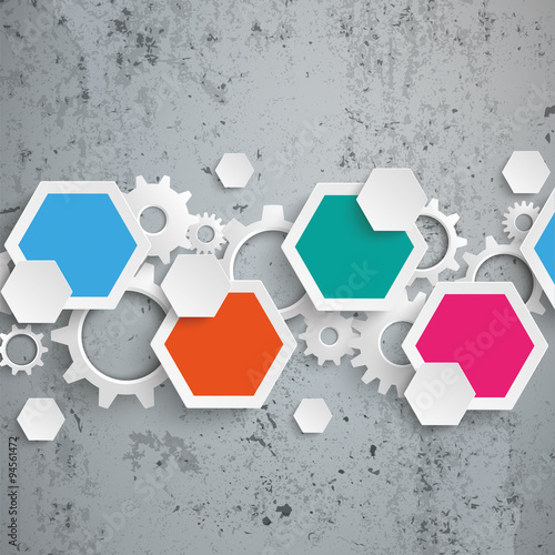 Infographic Hexagon Gears Line Concrete PiAd