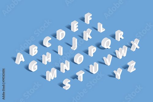 Fototapeta Naklejka Na Ścianę i Meble -  Vector 3d isometric alphabet