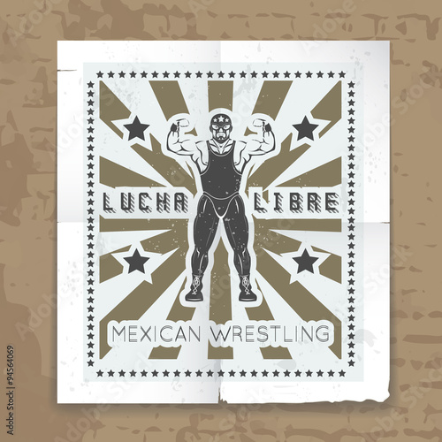 Mexican wrestling mask vector poster