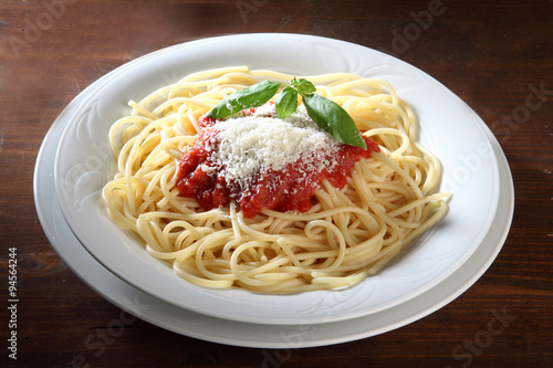 Italian dish of spaghetti with tomato