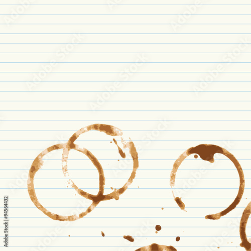 Coffee stains on lined paper