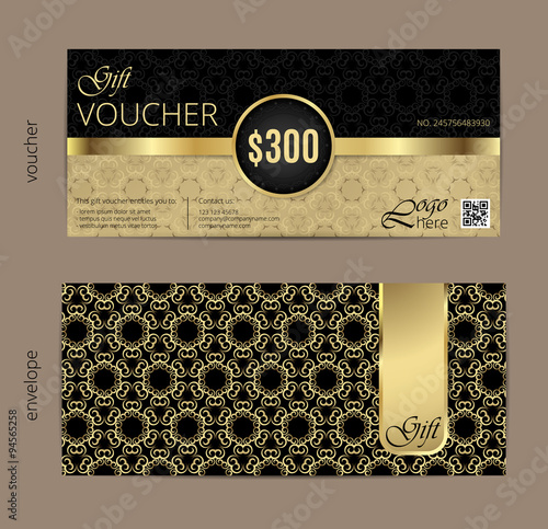 Vector illustration,Gift voucher template with clean and modern pattern.