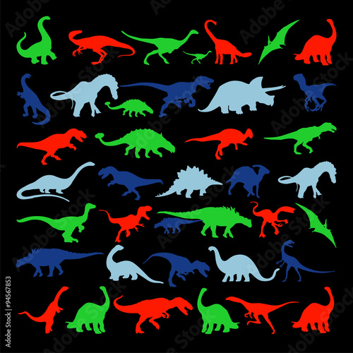 vector set silhouettes of dinosaur