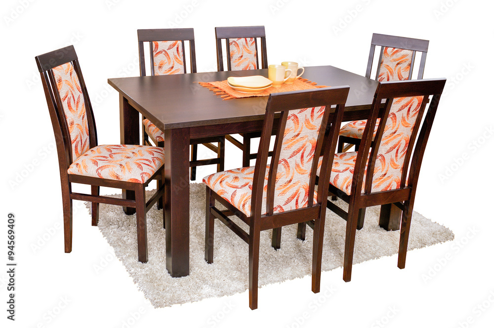 Dining table and chairs isolated on white with clipping path Dining table and chairs isolated on white with clipping path