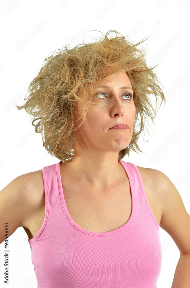 Attractive beautiful woman with messy hair Attractive beautiful woman with messy hair