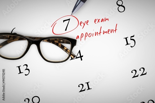 Composite image of eye exam appointment