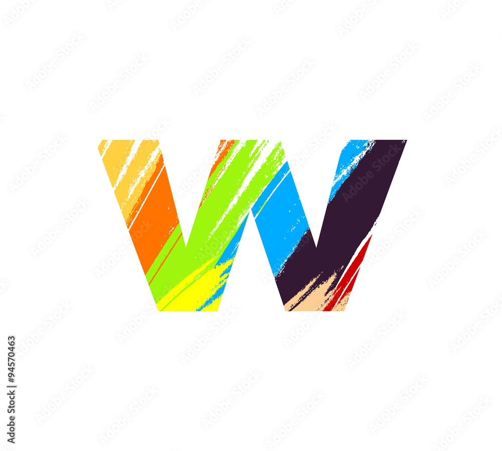 abstract brush letter logo w abstract brush letter logo w