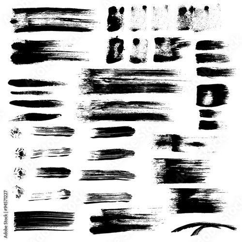 Black paint brush strokes collection