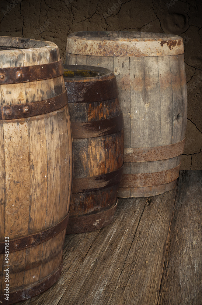 barrel for wine and beer in the basement