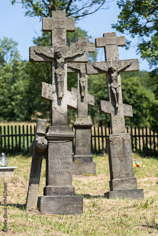 Old, abandoned stony Orthodox crosses Old, abandoned stony Orthodox crosses