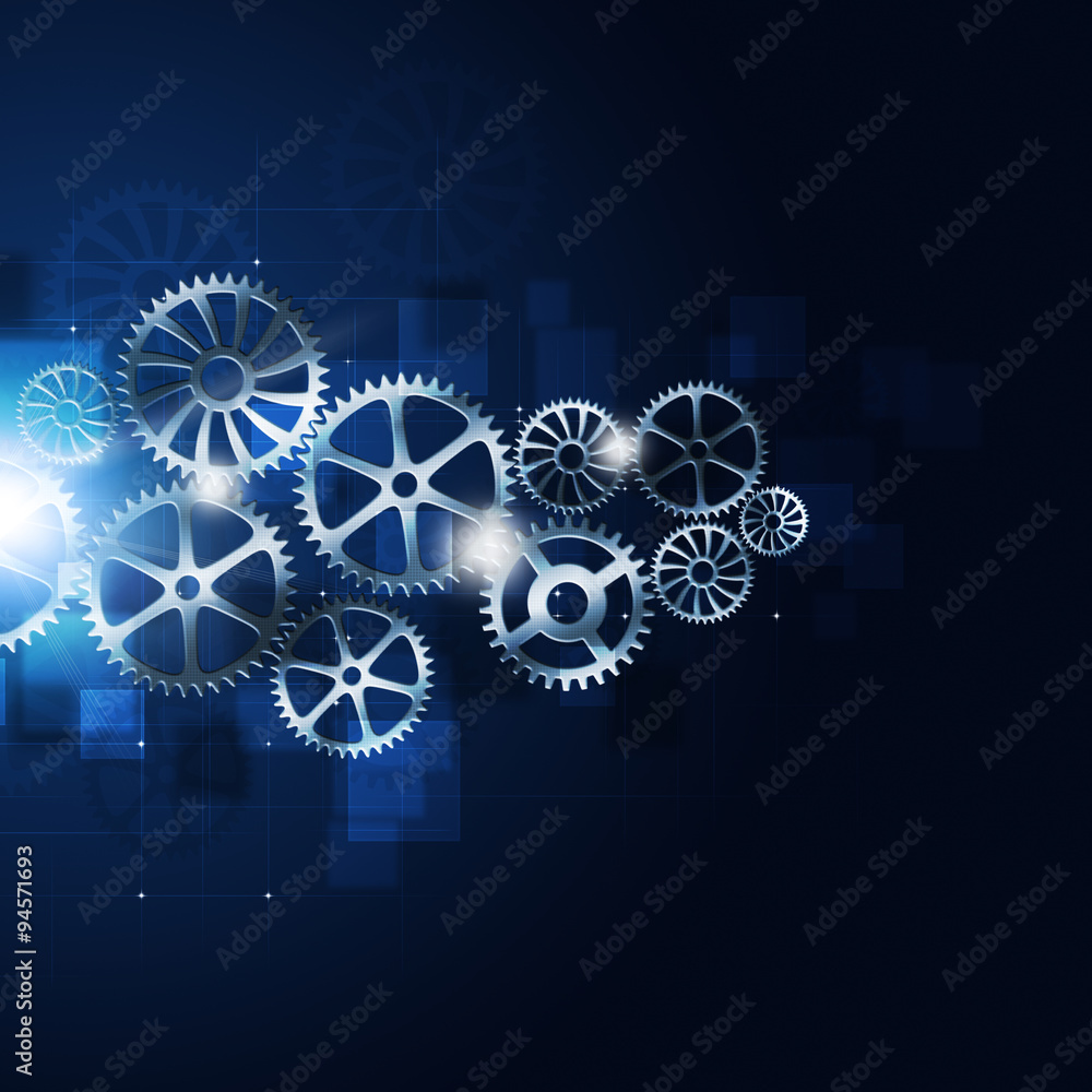 Motion Gears Abstract Blue Background