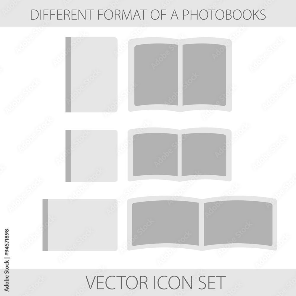 Icon set of format of photobooks