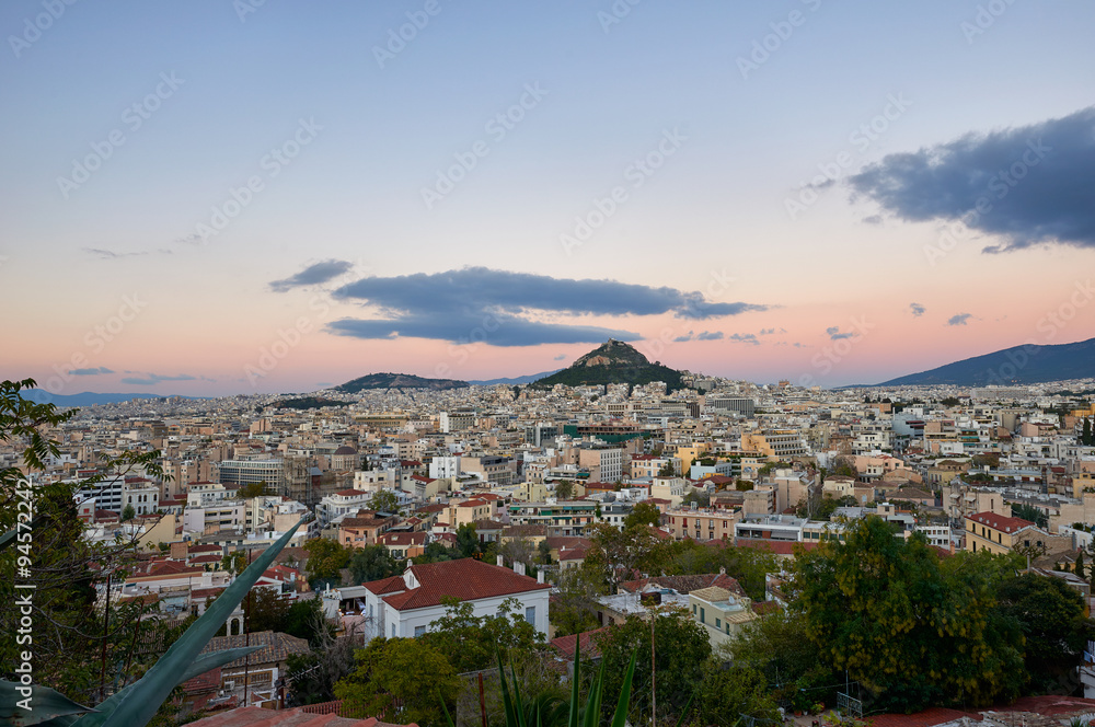 Athens city and in the background Lycabettus hill