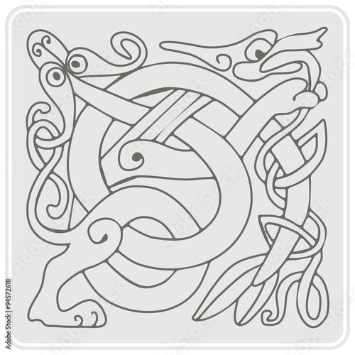 set of monochrome icons with celtic art and ethnic ornaments for your design
