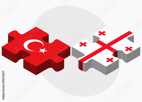 Turkey and Georgia Flags in puzzle