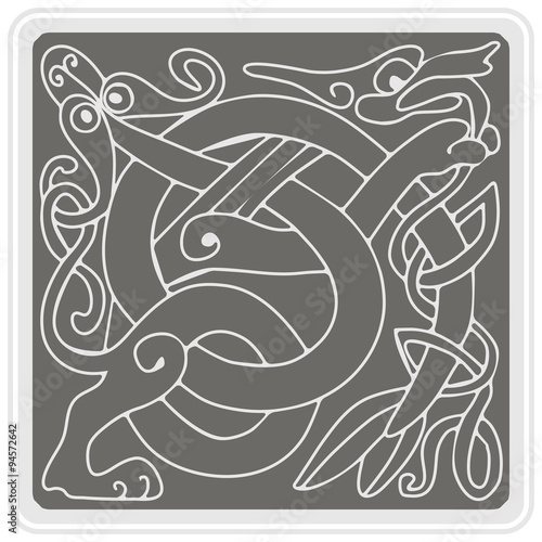 set of monochrome icons with celtic art and ethnic ornaments for your design