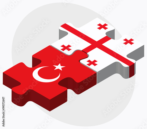 Turkey and Georgia Flags in puzzle