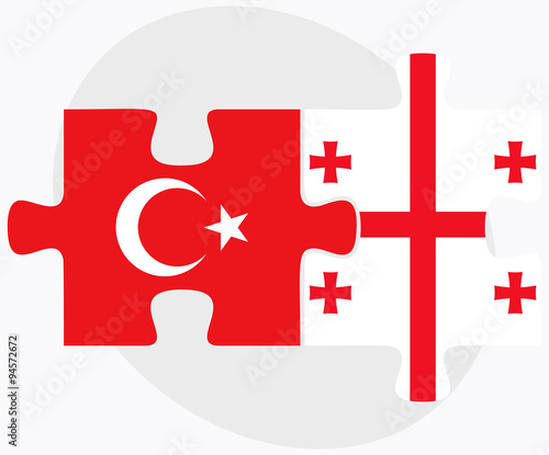 Turkey and Georgia Flags in puzzle