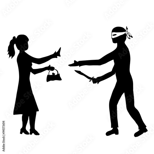 Man with knife taking handbag from woman